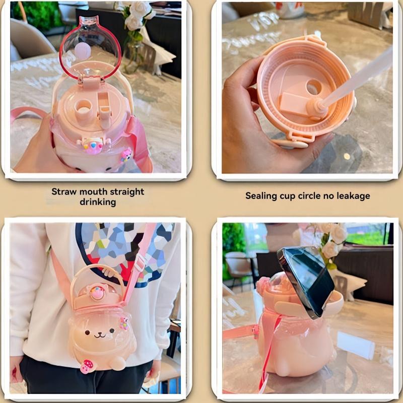 1Pc Cute Cartoon Water Cup, Transparent Handle Water Cup, Suitable for Kitchen, Restaurant, Party, Halloween, Outdoor Gatherings