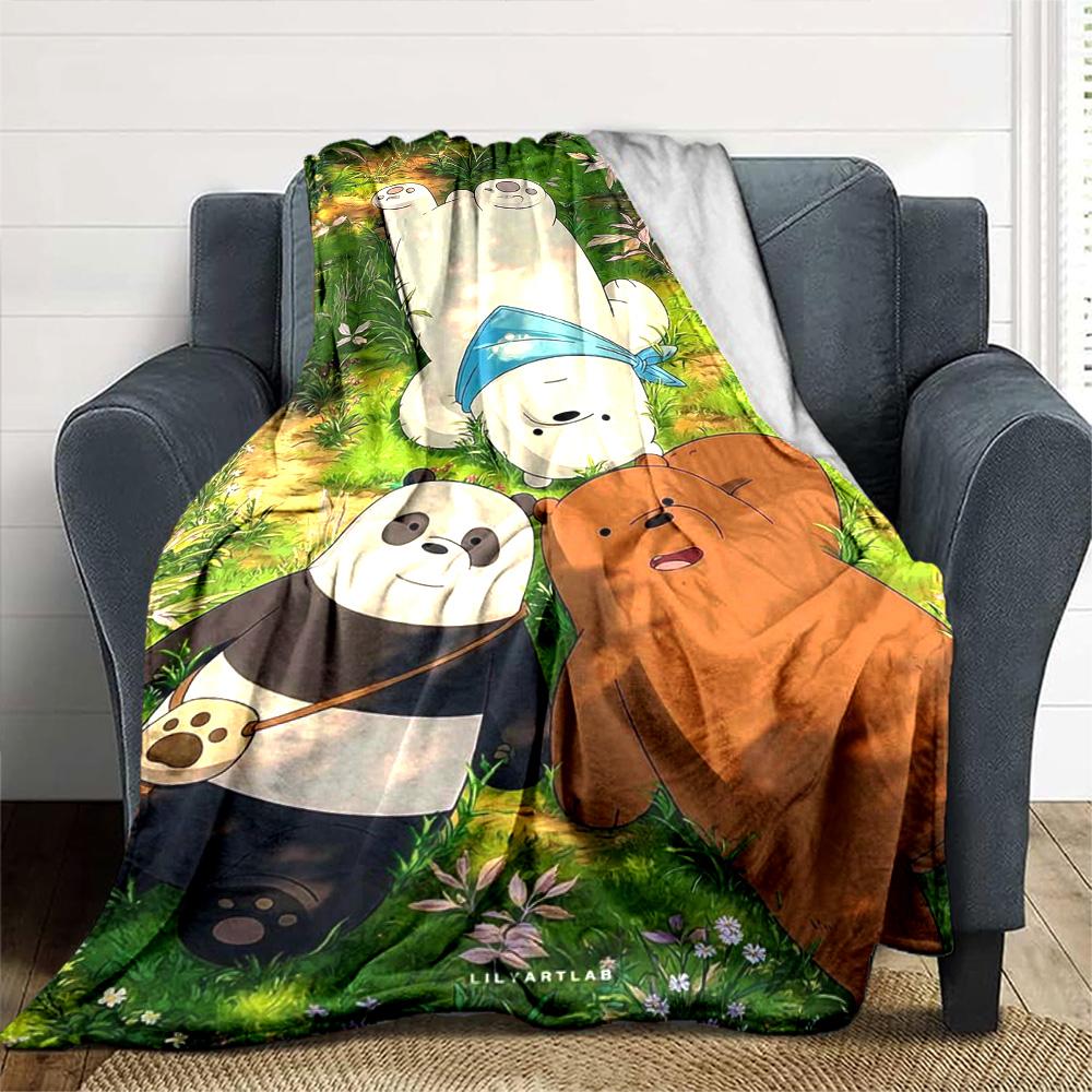 We Bare Bears Print Flannel Blanket High Quality Warm Comfortable Cover for All Seasons Perfect for Gifts Home Decor