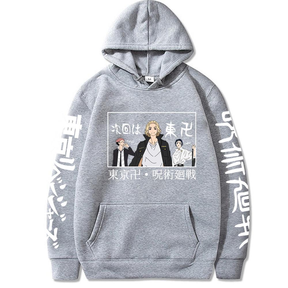 Funny Jujutsu Kaisen Tokyo Revengers Graphic Hoodies Oversized Hooded Sweatshirt Long Sleeves Hoodie Men Women Clothes