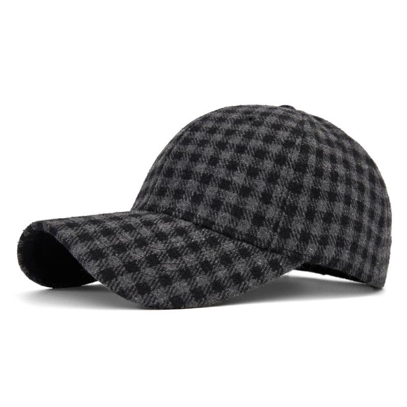 Unisex Autumn/Winter Classic Plaid Baseball Cap - Hard Top Duckbill Sun Hat