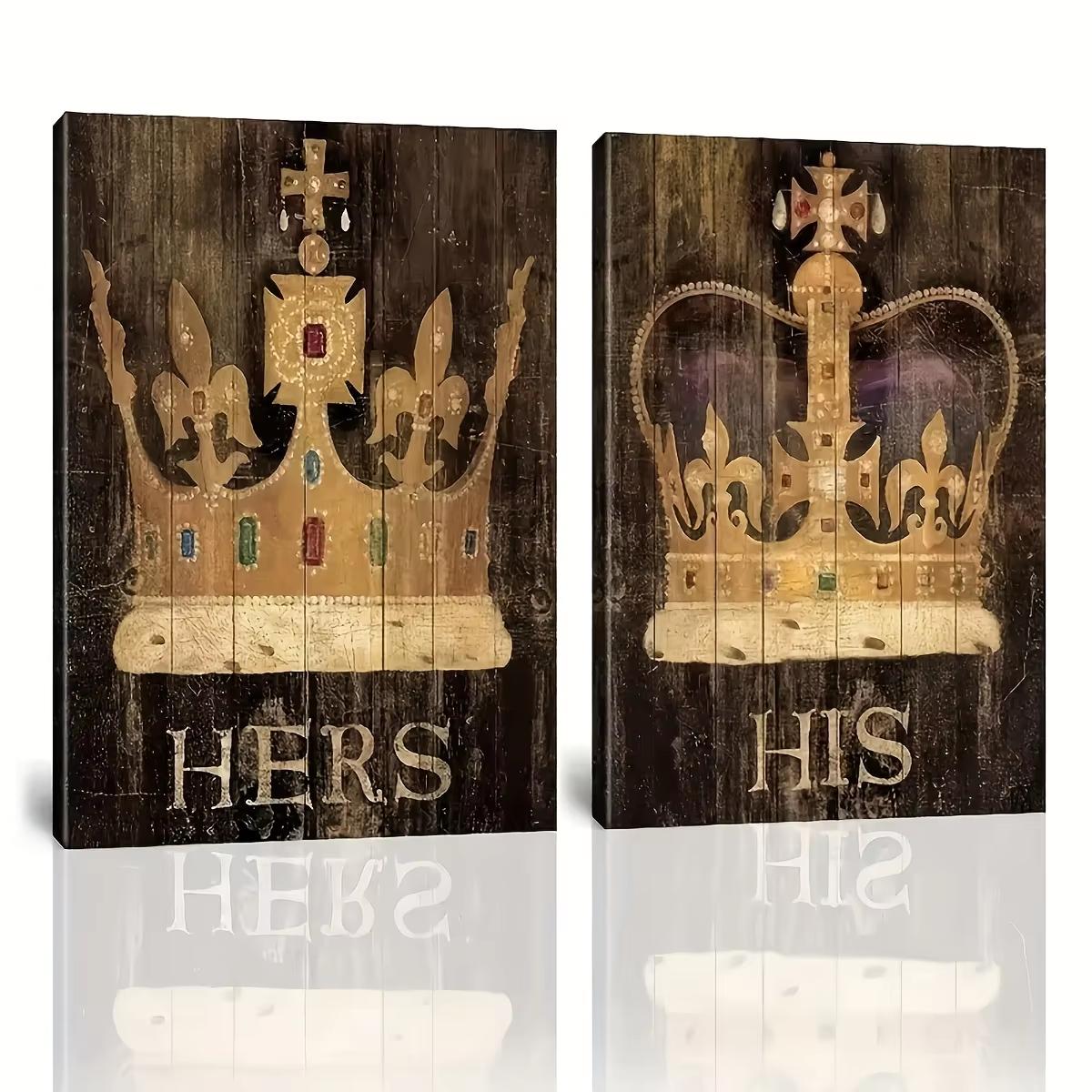 

2pcss King&Queen Canvas Painting Set - Majestic Crown Wall Art for Home Decoration - Vibrant 2pcss Frameless Artwork, Perfect fo (as the picture,20x30cm-2pcs)