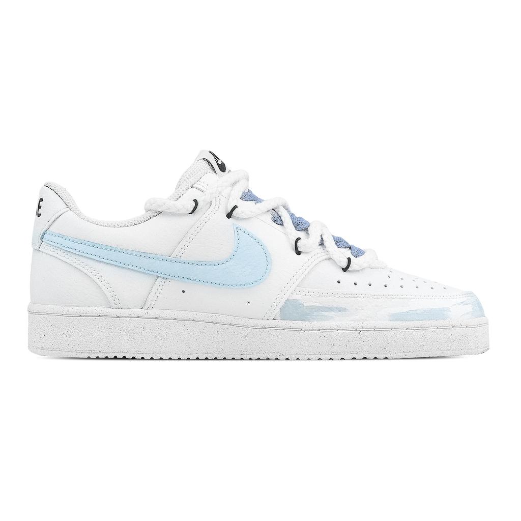 Nike Court Vision 1 Crushed Jade Smoke Abrasion Resistant Low top Skateboard Shoes Men's Blue White DH2987-101(Team773-)