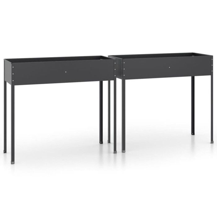 3154237 vidaXL Jardinières 2 pcs Anthracite Acier galvanisé