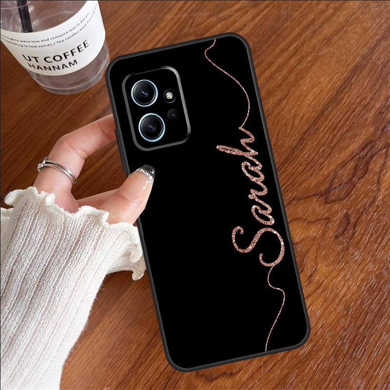 Bling Personalised Name Plating Case For Xiaomi Redmi 12C 13C 14C 10C Redmi Note 13 Pro 14 12 11 9 10 9S 10S 11S 12S Cover