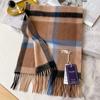 Vintage dark brown cashmere scarf women's winter warm versatile plaid fringed scarf