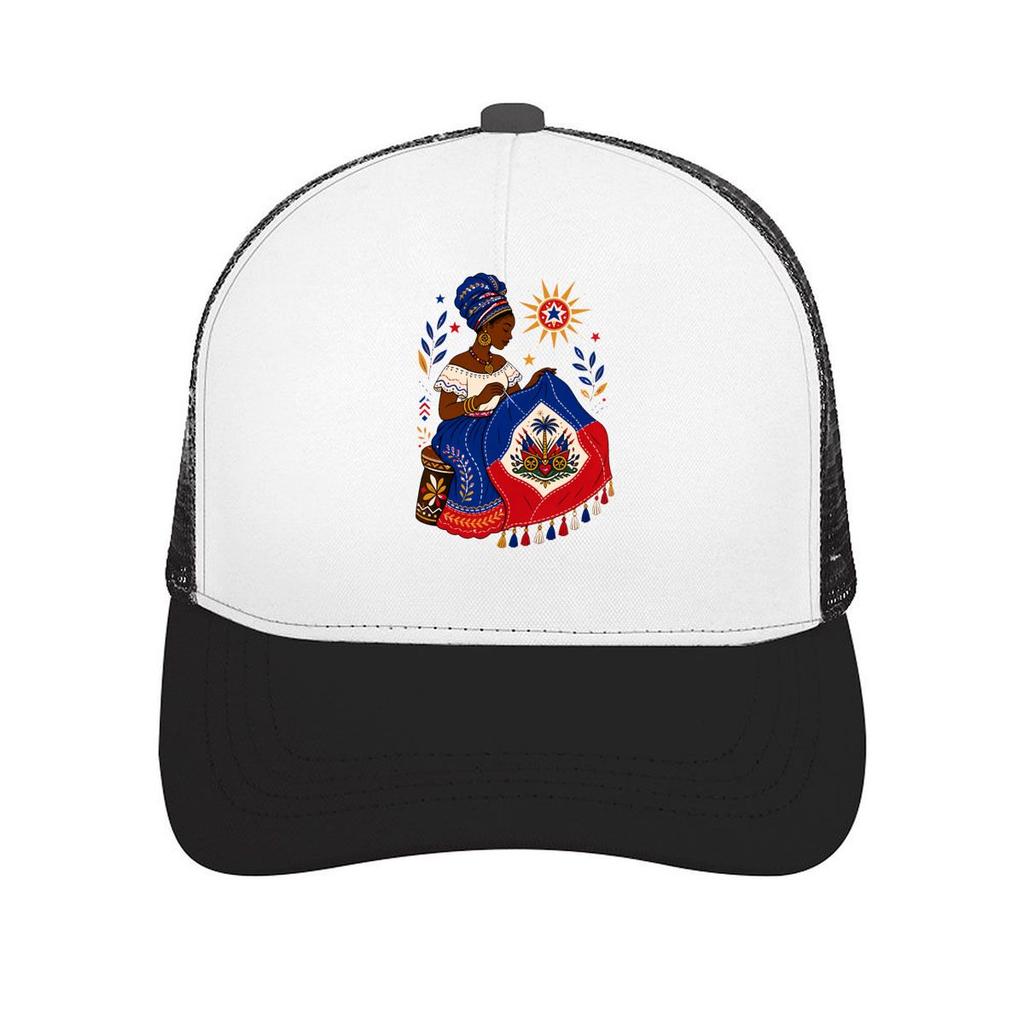 Haitian Heritage Seamstress Flag Tri Mesh Baseball Cap Casual Hat Outdoor For Womens Unisex FeUnisex