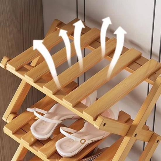 Mehrstöckiges schuhfreies Schuhregal, faltbar, schmal, Bambus-Schuhregal, platzsparend, Eck-Schuhorganizer für Eingangsbereich, Schrank, Wohnheim
