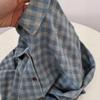 Women's Blue-Gray Plaid Brushed Shirt Jacket - Casual, Versatile Autumn/Winter Layer with High-End Feel