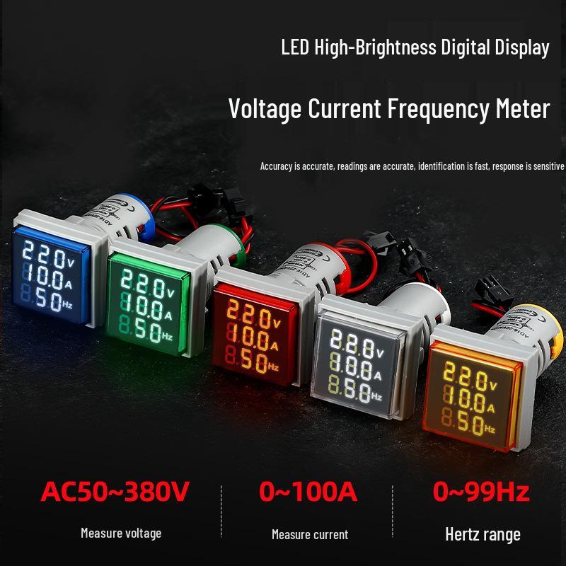 AD16-22AVHZ Digital LED Meter: AC Current, Voltage, Hertz Display with Current Transformer.