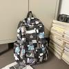 Schoolbag New Large Capacity Graffiti Backpack Multi-compartment High School Backpack Fashion Trend Travel Bag Men's and Women's