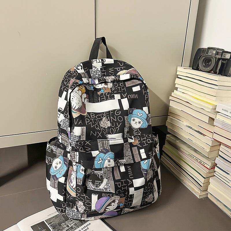 Schoolbag New Large Capacity Graffiti Backpack Multi-compartment High School Backpack Fashion Trend Travel Bag Men's and Women's