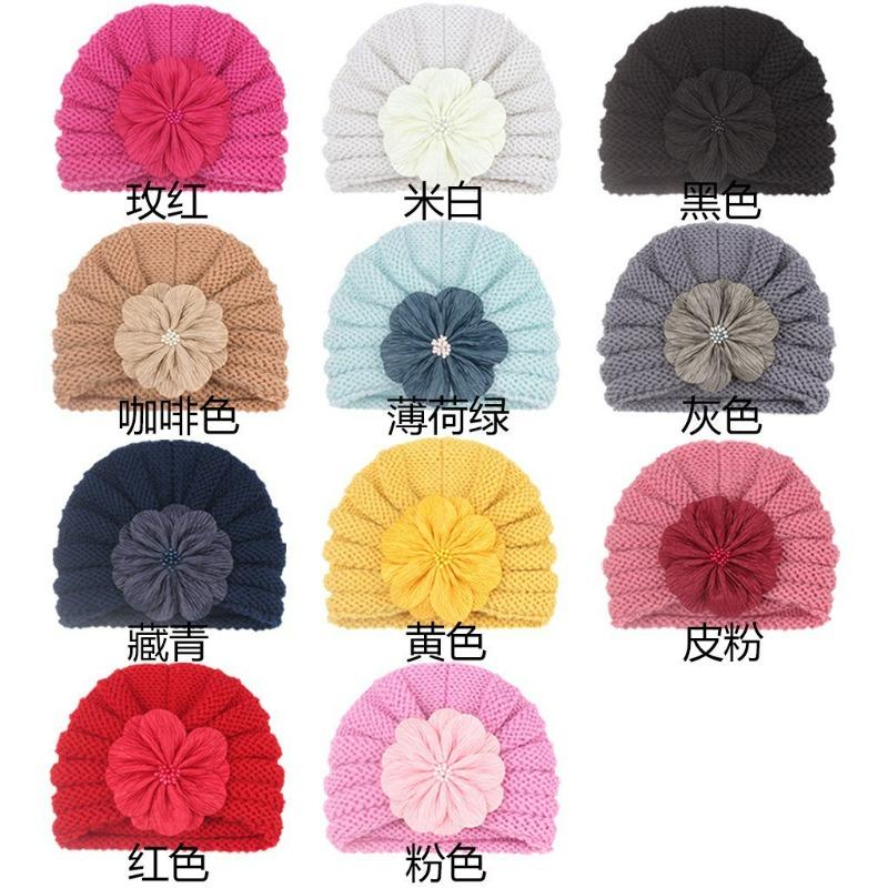 

Baby Pullover Hat, Solid Color Flower Baby Hat, Autumn and Winter Warm and Comfortable Children s Knitted Hat