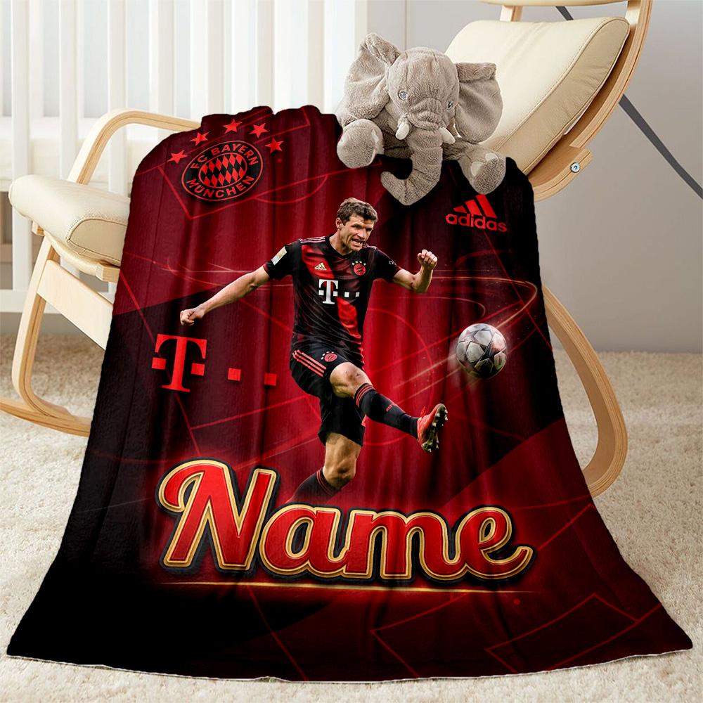 Bayern Munich Fan Gear Customize Your Name Blanket Throw Customizable Blanket Ultra-Soft Throw For Nap Chair Bed Sofa Ideal for All Seasons