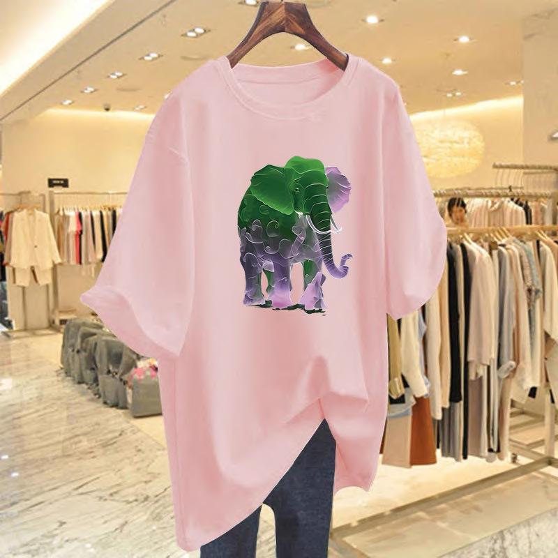 Elephant cotton short-sleeved T-shirt women's Hong Kong flavor chc top bottoming shirt design sense niche 2025 summer new trendy