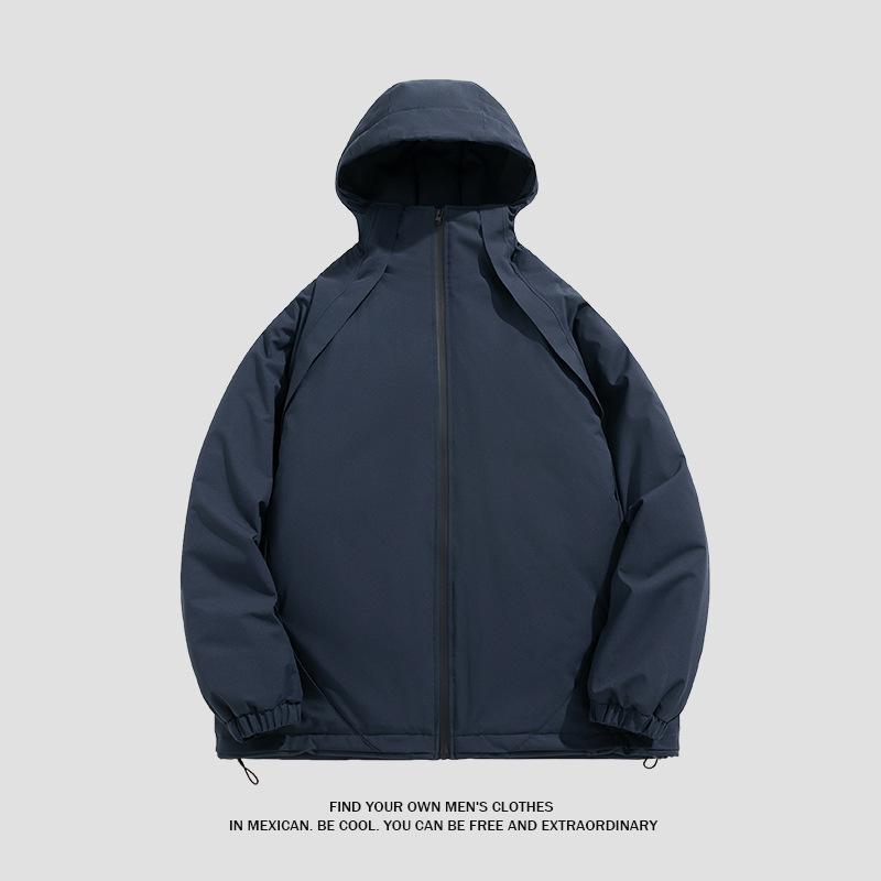 Cozy Up Men's Casual Sports Loose Hooded Thickened Workwear Warm Cotton Jacket