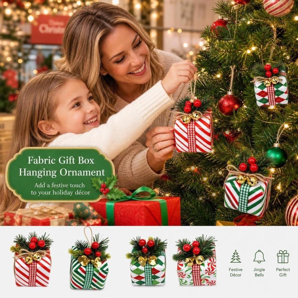 Mini Christmas Gift Box Ornament Artificial Hanging Gift Pendant Holiday Festive