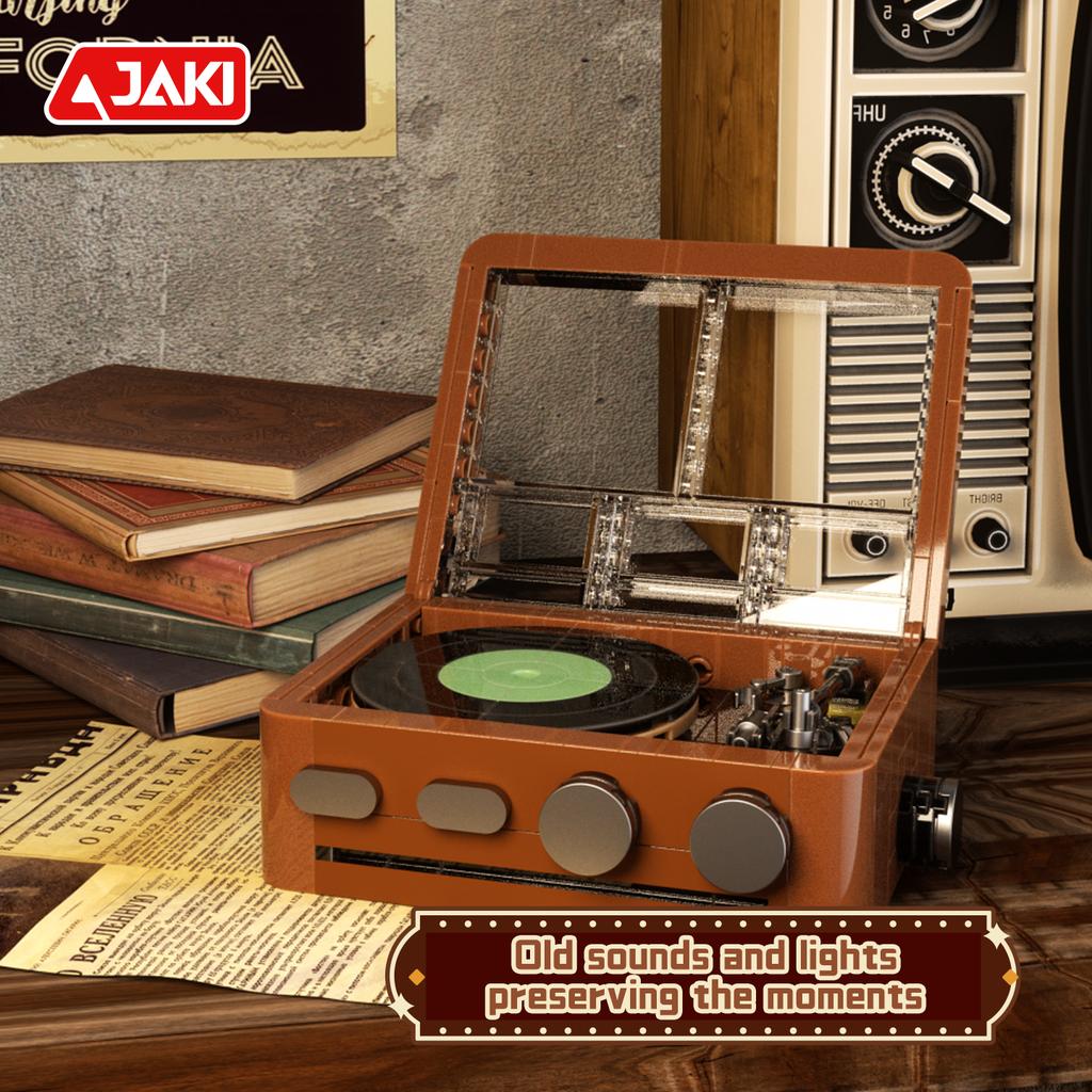 Jaki Retro Series Record Player/Game Machine Model Assembly Toy Ornament Moc High Brick Building Blocks Kids Birthday Gift