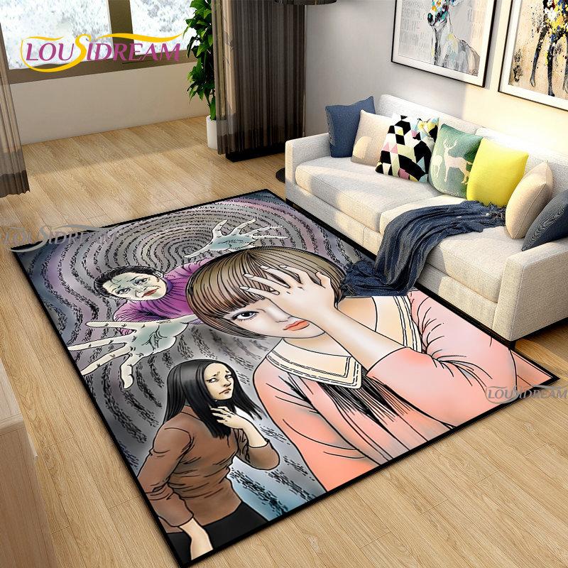 Junji-Ito fear Carpet for Living Room Bedroom Rug Kitchen Kid Door Unslip Floor Mat Birthday gift photography props Alfombra Rug