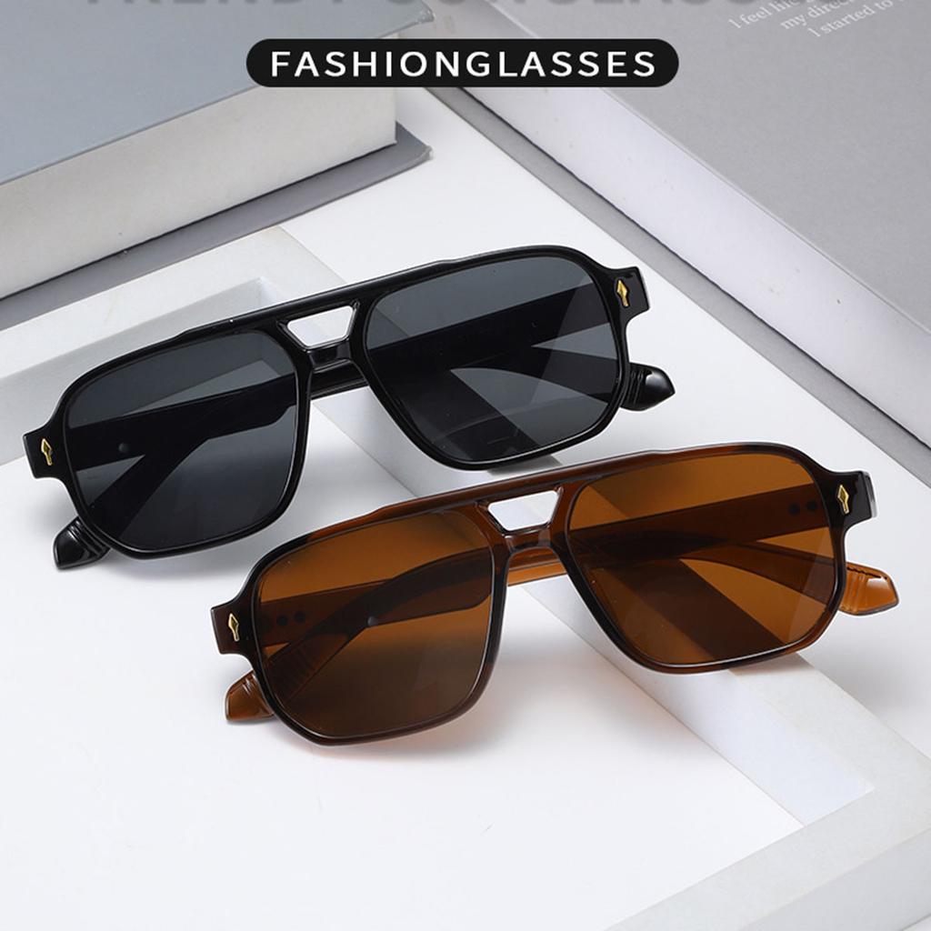 New Fashionable Men's Double Beam Sunglasses, Pilot's Retro Casual Driving Sunglasses, UV Protection