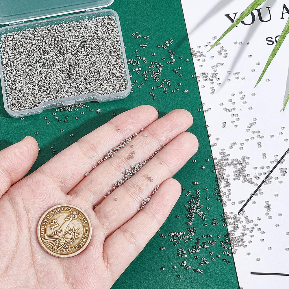 5000Pcs Rondelle Brass Crimp Beads, Rondelle, Platinum, 1.5mm, Hole: 0.5mm, 5000pcs/set