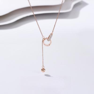 Double Ring Tassel Necklace Female Geometric Personality Fashion Versatile Light Luxury High Design Pendant