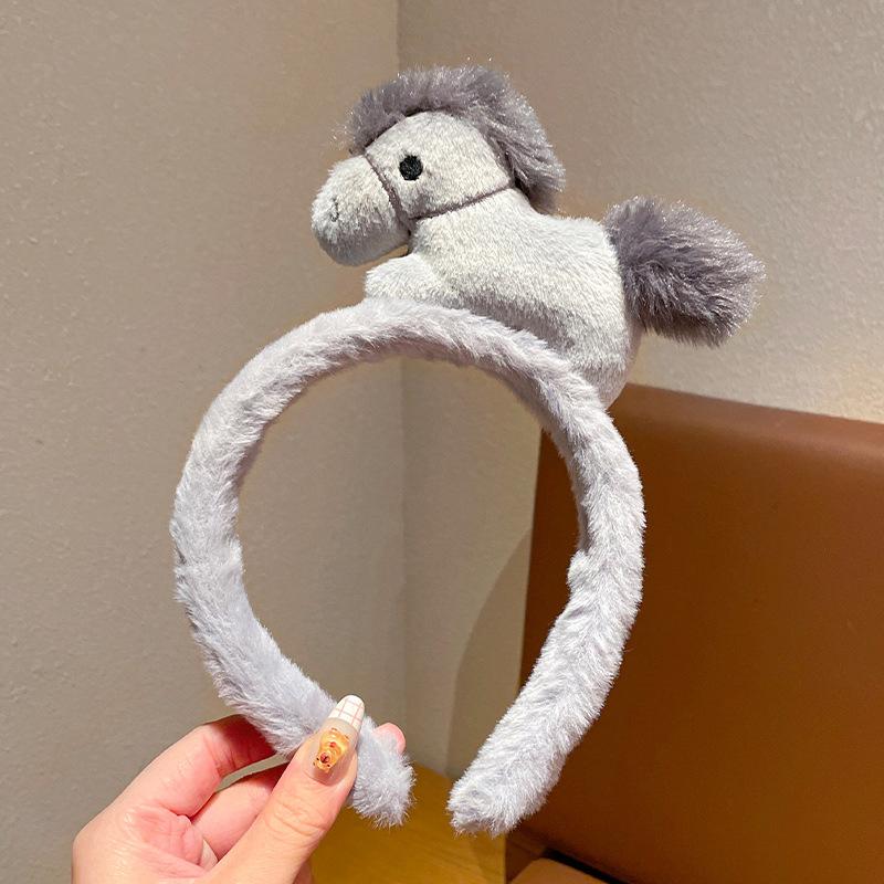 Cute Pony Plush Headband Year Of The Horse Hair Accessories Face Washing Makeup Photo Props Children'S Hair Acc