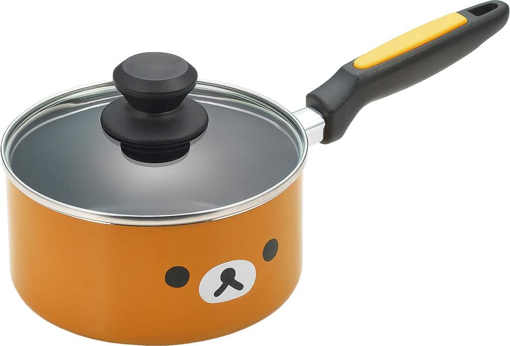 Tamahashi RK-42 Saucepan, 16cm, Induction and Gas Compatible, Non-Stick, Rilakkuma Design, for Single Living