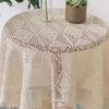 Round Tablecloth Imitation Crochet Forest Style Hollow Lace Coffee Table Cover with High Aesthetic Value Photo Background