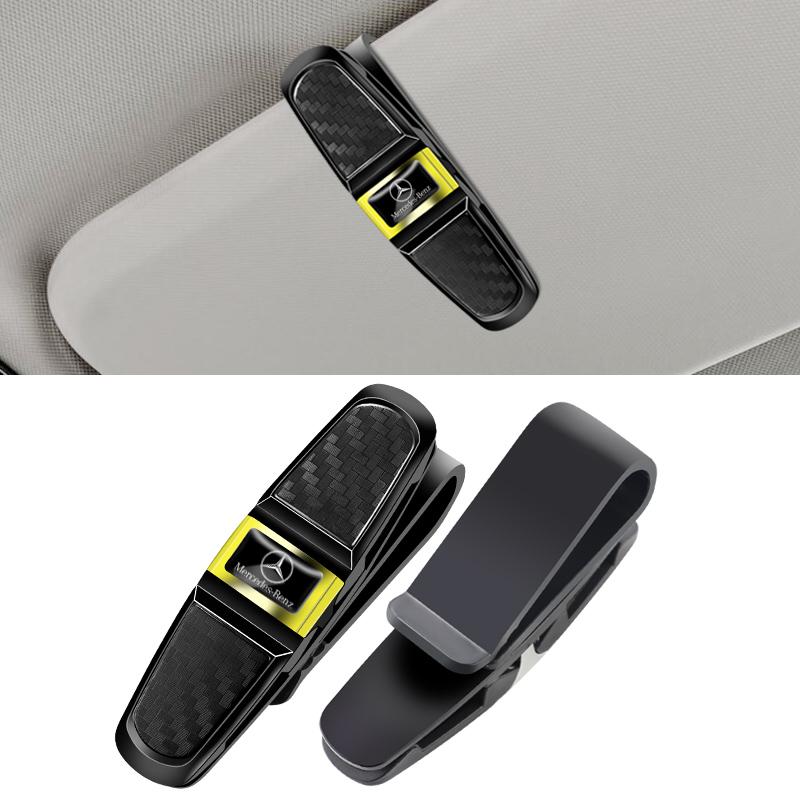 ZQE1  Car Sun Visor Clip 360 Rotation Sunglasses Ticket Card Clamp For Mercedes Benz AMG W205 C300 W203 W206 W108 W124 W126 W140 W168