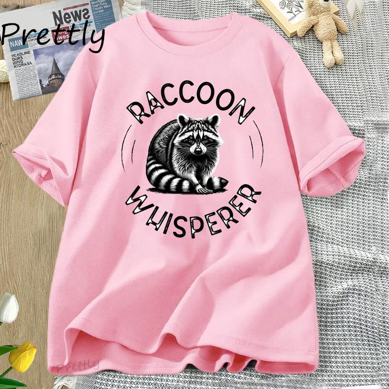 Funny Animal Lover T Shirt Raccoon Whisperer Wildlife TShirt Casual Oneck Round Collar ShortSleeve Couple White Top Tees