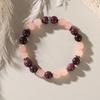 Rose Quartz Dark Red Garnet Beaded Bracelet with Decorative Spacers Elegant Fashion Jewelry for Women Daily Wear Gift