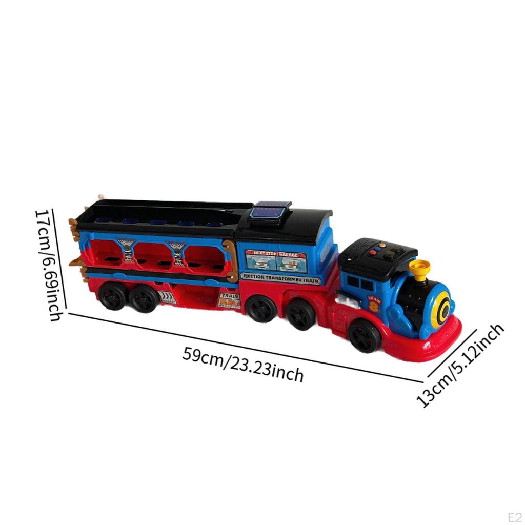 Transport Train Head Toy with 6 Race Cars, Foldable Track for Kids