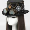 Dark Top Hat Steampunk Goggles Style Top Hat With Metal Chain Gothic Themed Cosplay Costume Accessories