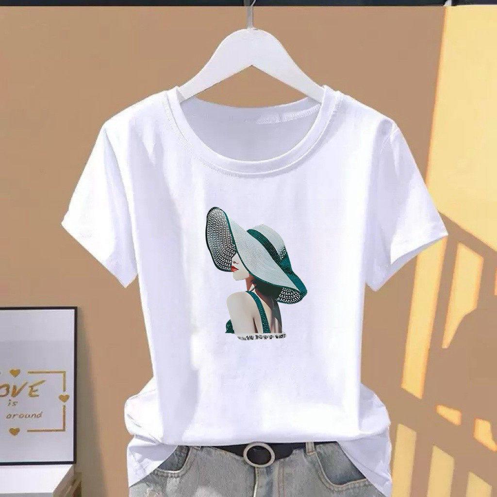 2026 New Casual Women s Loose Fit Letter Print Short Sleeve Round Neck T-shirt M
