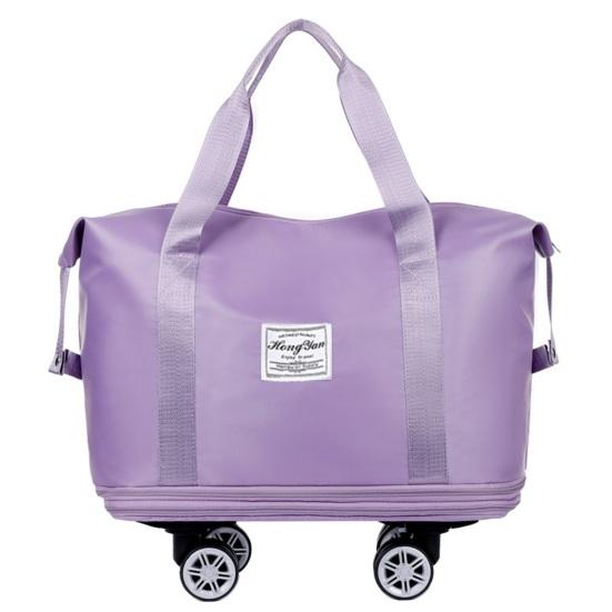 

Expandable Duffle Bag Rolling Weekender Tote with Wet Pocket Overnight Duffel with Removable Casters for Travel Fitness Business Trips світло-фіолетового кольору