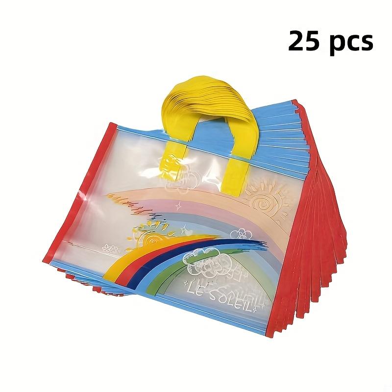 

Set of 25, Clear, PE Material Gift Bags with Rainbow Design, Lightweight and Durable Shopping Bags for Shopping, Weddings, Birthdays and Holidays 25pcs разноцветный