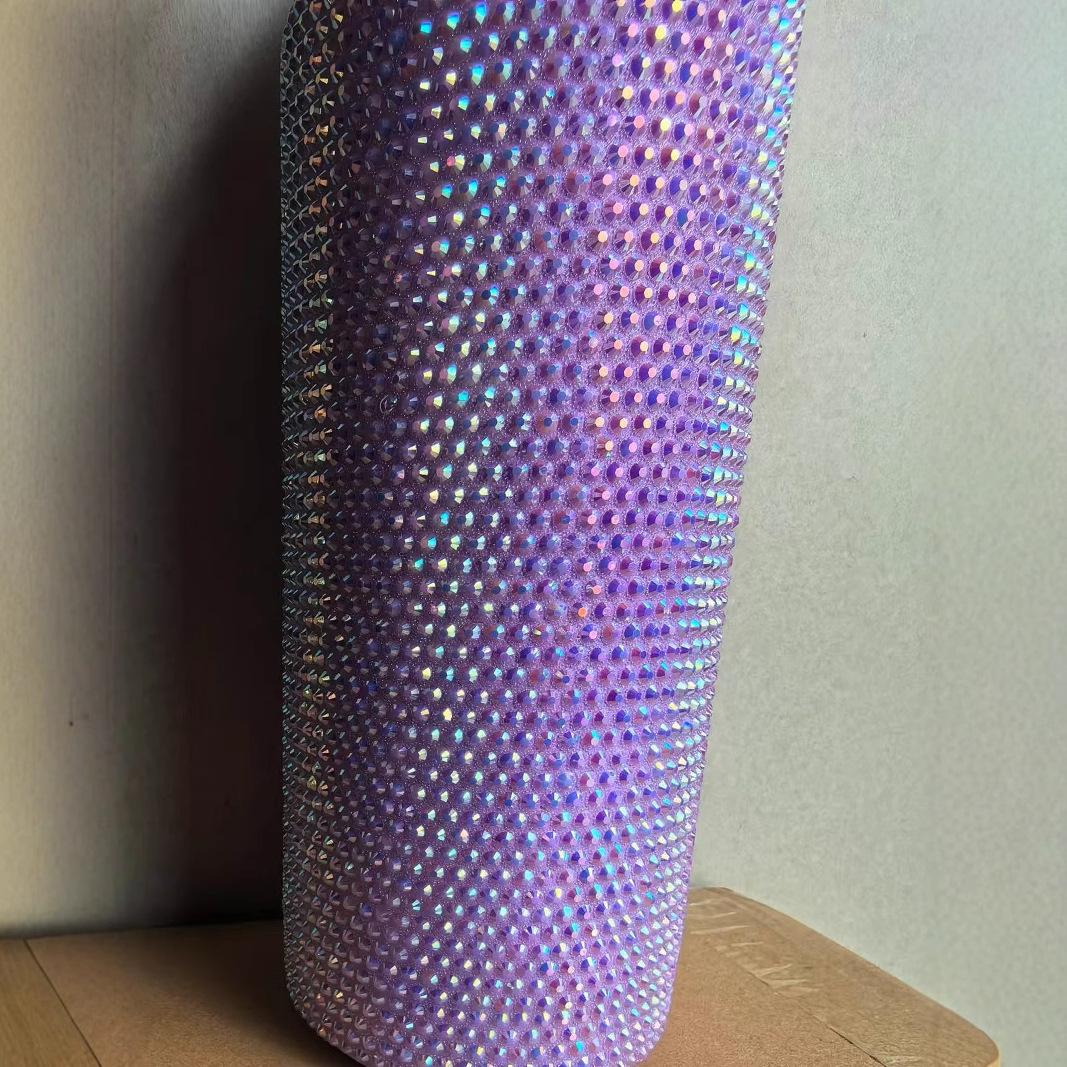 

Новая термокружка из нержавеющей стали, высококачественный внешний вид, цветной градиент, инкрустированный бриллиантами, переносная автомобильная кружка для воды 500ml