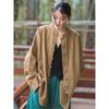 Johnature Women Chinese Style Linen Shirts and Tops Stand Long Sleeve Blouses Spring Solid Color Button Vintage Shirts