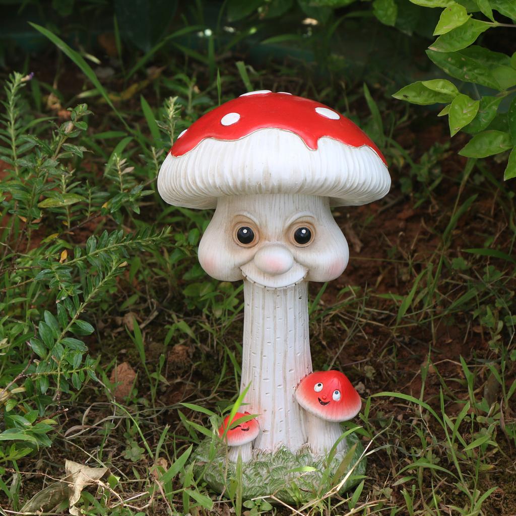 1 STK. Bezaubernde Pilzstatue mit Babygesicht - Harz, freistehend für Garten- und Rasendekoration | Perfektes Geschenk für Halloween, Weihnachten