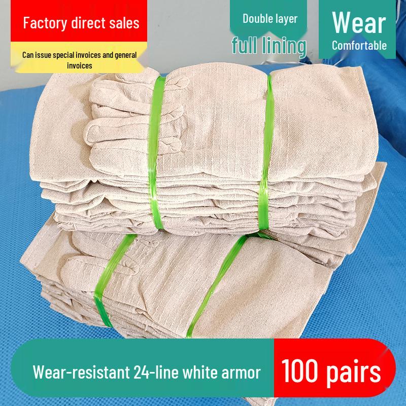 Heavy-Duty Anti-Slip Canvas Work Gloves – Durable, Double-Layer Protection for Construction and Welding