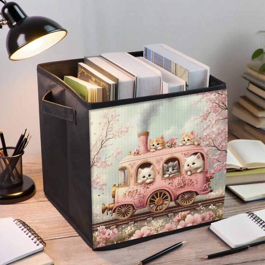 The Pink Little Train 5D Diamond Painting Storage Basket Full Round Drill Mosaic Diamond Embroidery Cross Stitch Kits Home Decor Home Decor