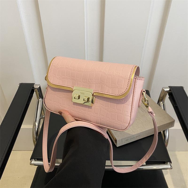 Women'S Bag Fashion Stone Pattern Small Square Bag Niche Versatile Shoulder Bag Simple Texture Messenger Bag