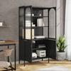 Buffet Alto Preto 90x40x180 cm Vidro e Aço