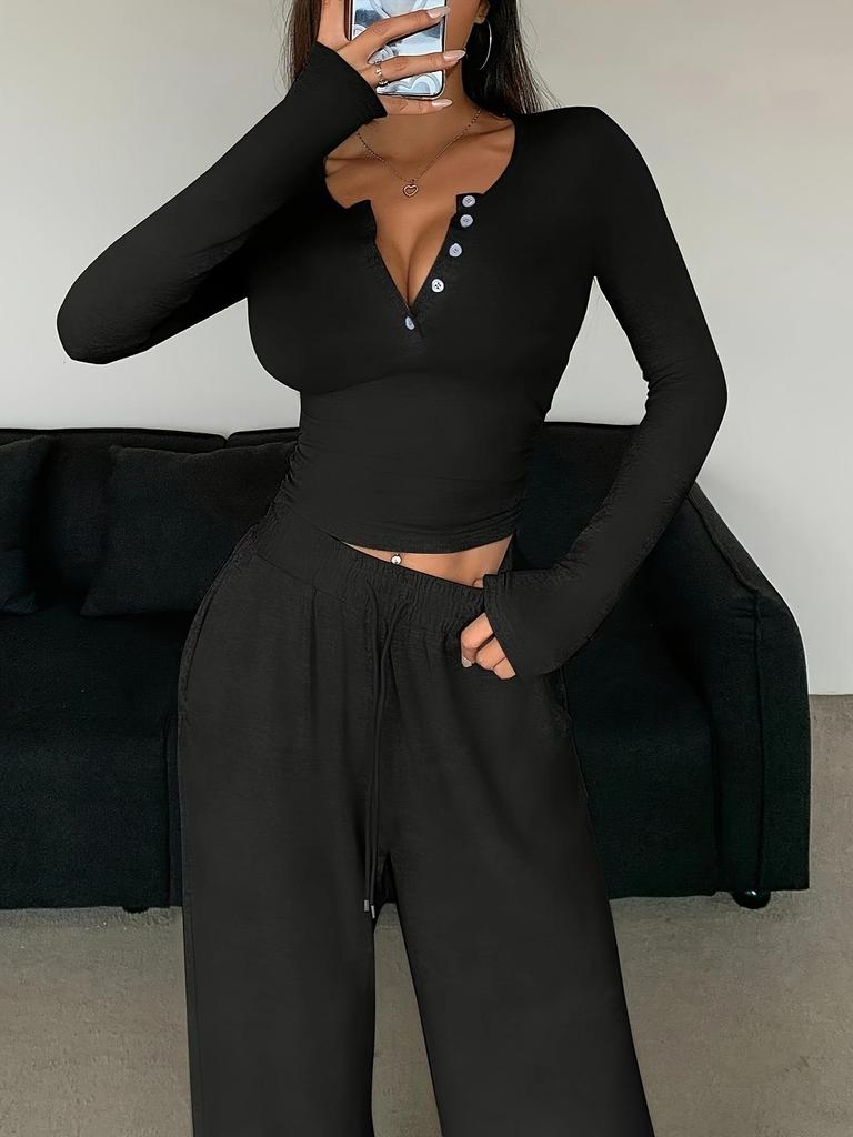 2025 European & American Sexy Slim Long-Sleeve Two-Piece Set