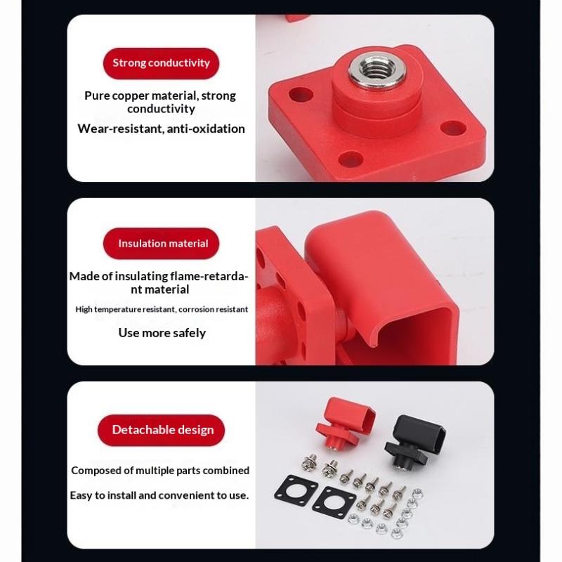 100A Copper Battery Terminal Post High Current Through Wall Connector For Energy Storage Lithium Battery Wiring