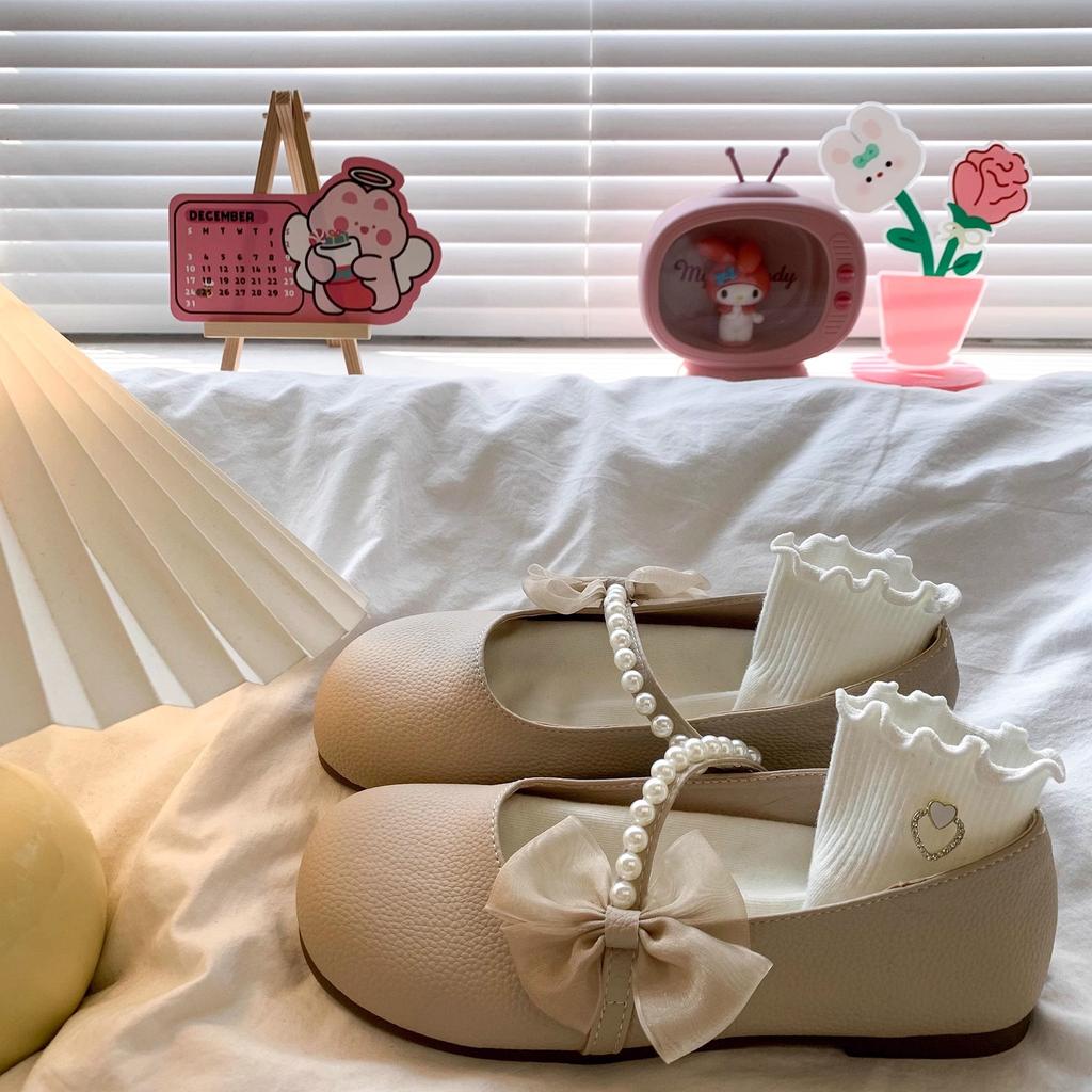 French fairy style gentle Mary Jane single shoes girl 2025 summer new leather women's shoes with skirt flat beanie shoes