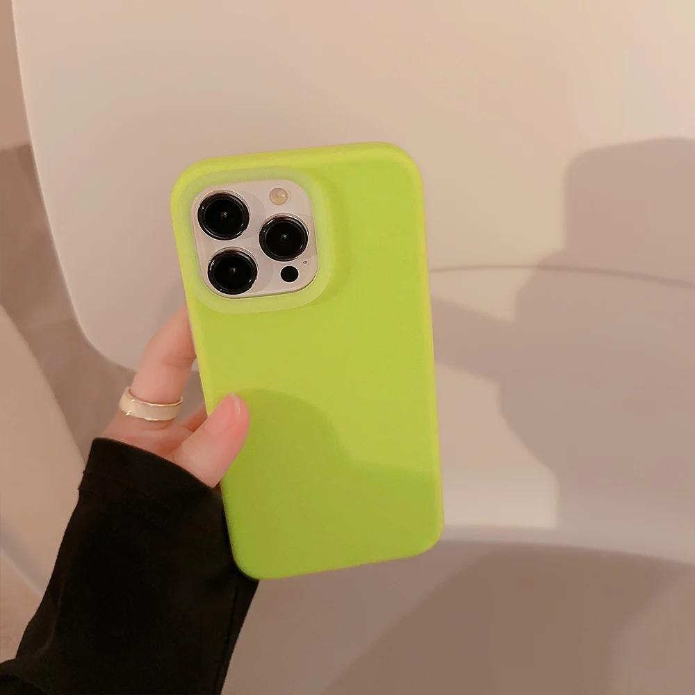 Silicone Fruit Juice Candy Color Phone Case for IPhone 15 14 13 12 Promax Liquid Jelly Trendy Full Cover 15promax Cute Simple