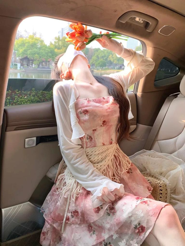 Summer new dress niche French supplement rules suspender skirt sweet Korean version floral fluffy princess dress