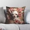 White Chihuahua In Flowers Square Pillowcase Polyester Linen Velvet Creative Zip Decor Throw Pillow Sofa Seater Cushion Case
