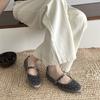IPPEUM Women Ballet Flats Suede Round Toe Ballerinas Shoes Mujer Buckle Straps Mary Janes Shoes